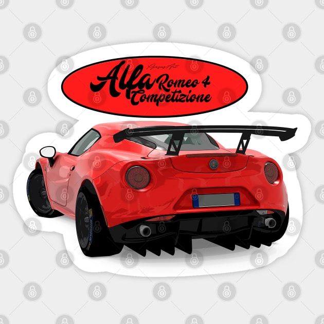 Alfa Romeo 4C Rosso Back Sticker by PjesusArt